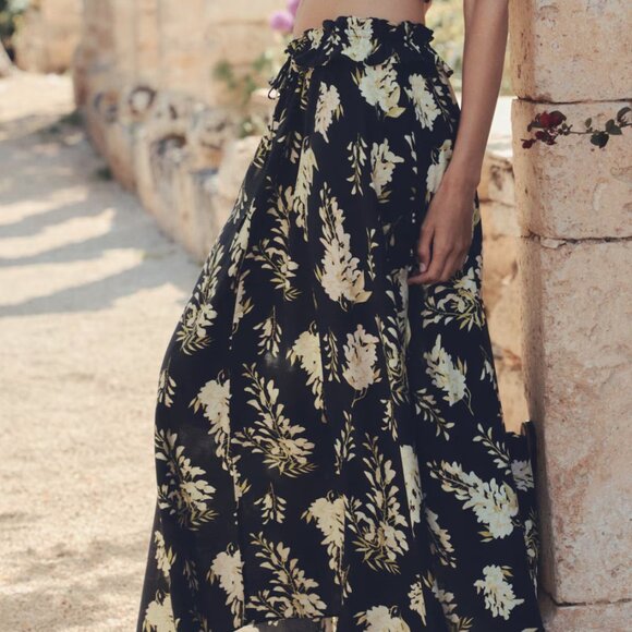 H&M RUFFLE-TRIMMED MAXI SKIRT - Picture 1 of 4